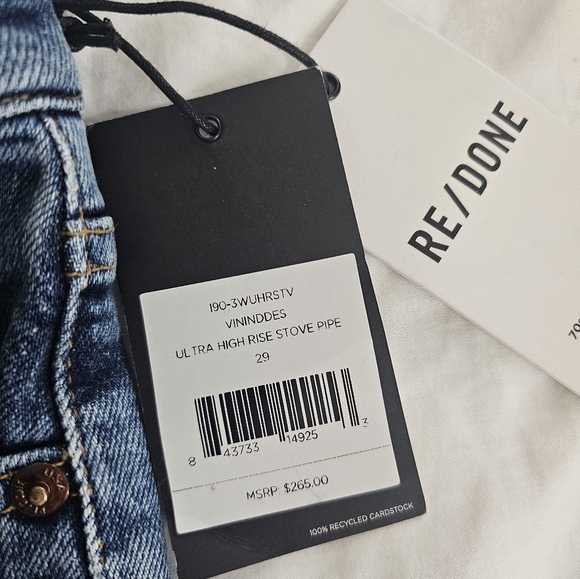 Redone 70's ultra high rise stove pipe jeans 29 - Picture 4 of 6